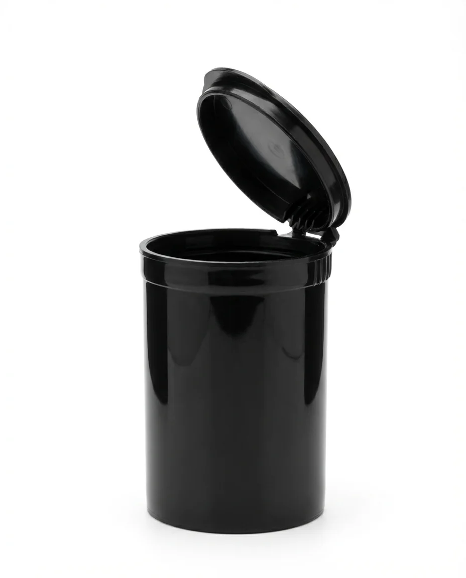 Child Resistant | Opaque Black Pop Top Bottles | 90dr – 28g – 64 Count Child Resistant | Opaque Black Pop Top Bottles | 90dr – 28g – 64 Count